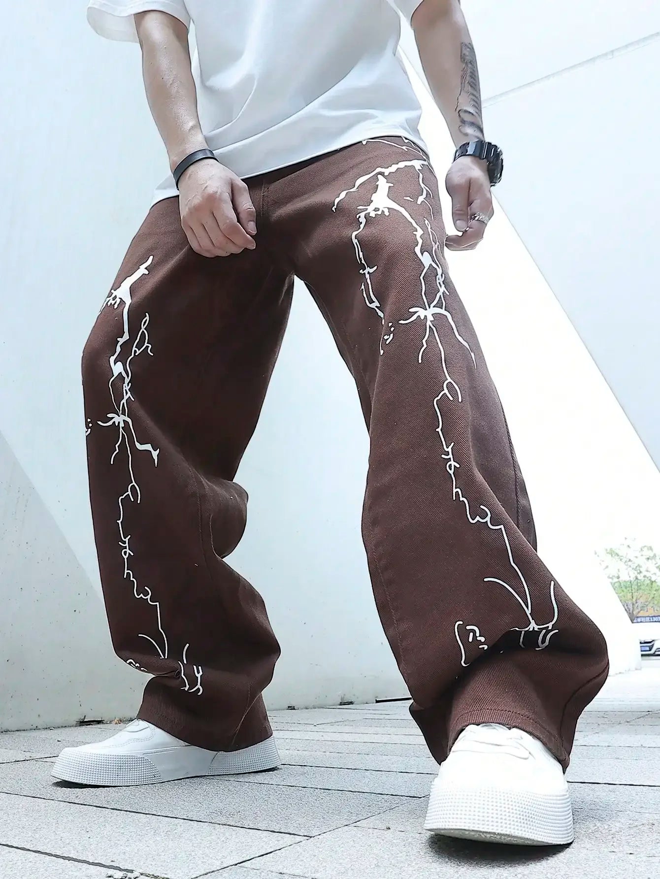 Jean imprimé Graffiti pour hommes, pantalon Hip Hop dégradé, sarouel de dessin animé, ample