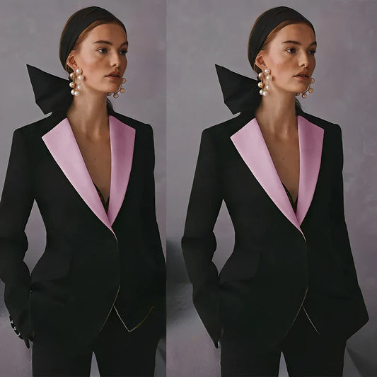 Costume ajusté pour femmes, Blazer à revers cranté, ensemble de mariage formel, tenue de taille personnalisée